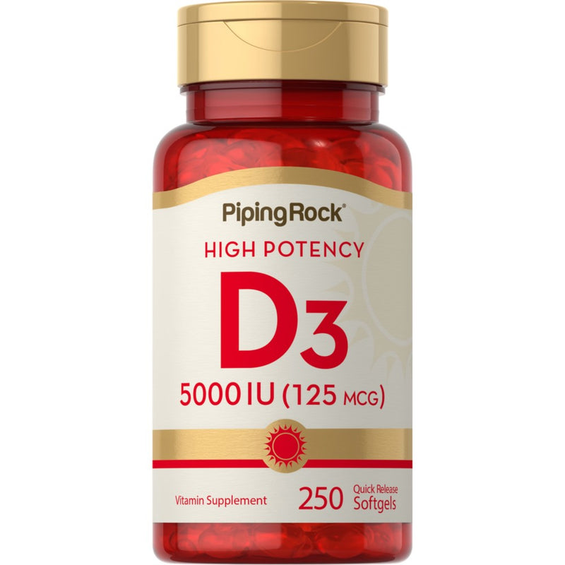 Piping Rock D3 5000IU - 250 Quick Release Softgels