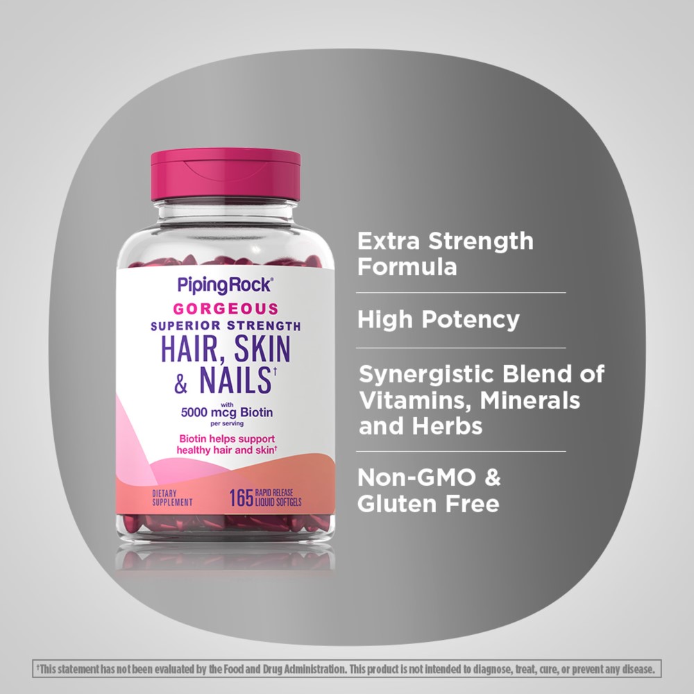 Piping Rock Superior Strength Hair, Skin & Nails - 165 Rapid Release Liquid Softgels