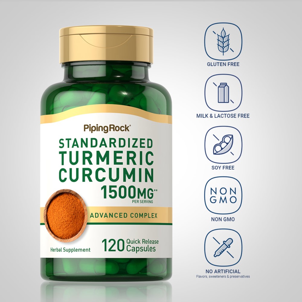 Piping Rock Standardized Turmeric Curcumin 1500mg - 120 Quick Release Capsules