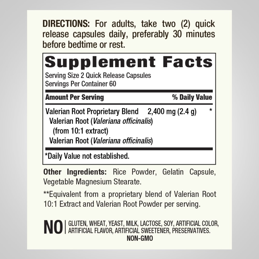 Piping Rock Valerian Root 2400mg - 120 Quick Release Capsules