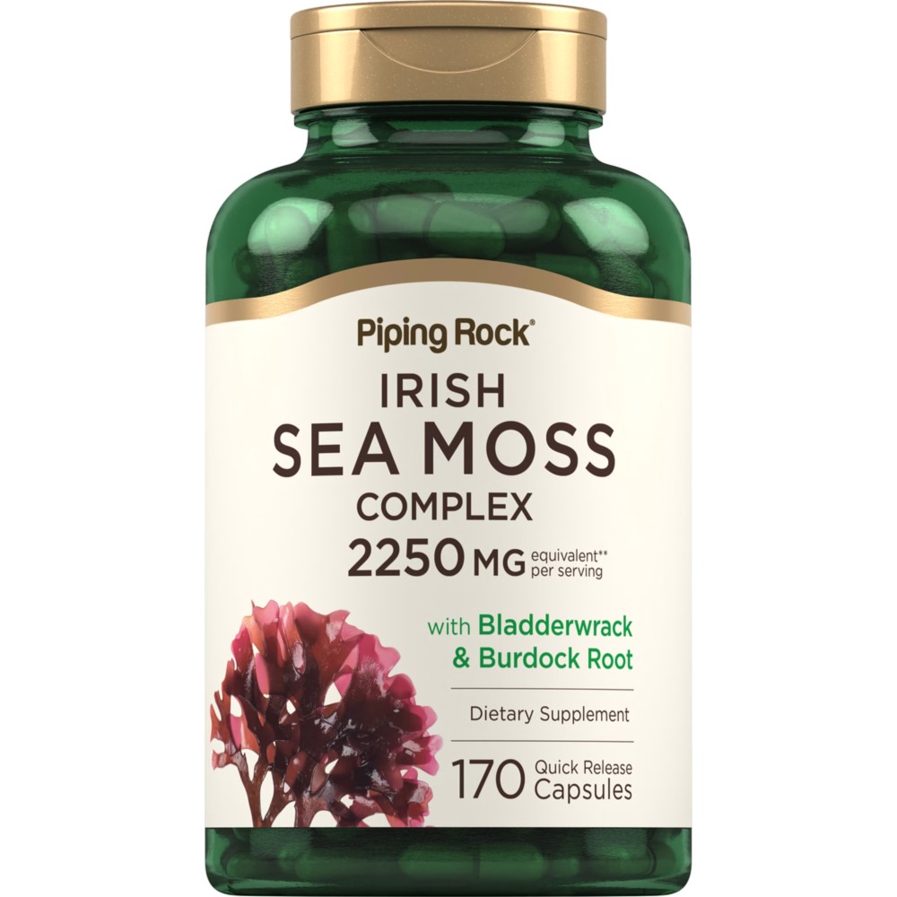 Piping Rock Irish Sea Moss Complex with Bladderwrack & Burdock Root 2250mg - 170 Quick Release Capsules