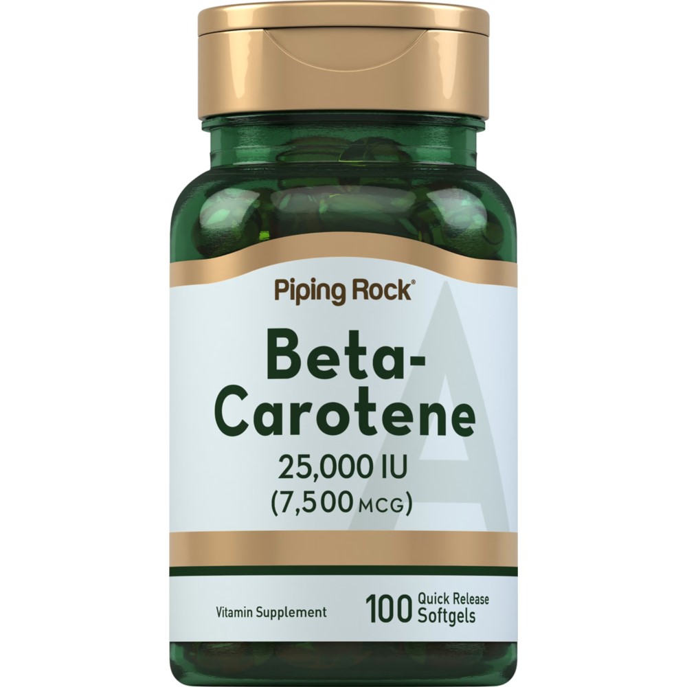 Piping Rock Beta Carotene Vitamin A 25000IU - 100 Quick Release Softgels