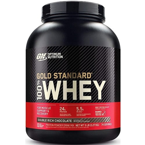 Optimum Nutrition Gold Standard 100% Whey - 2270 g + Nutramino Protein Chocolate Bar x8