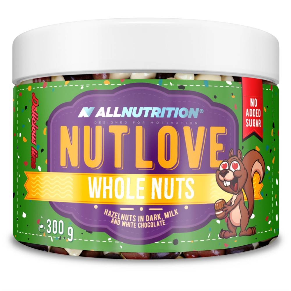 Allnutrition Nutlove Whole Nuts - 300g Hazelnut in Dark, Milk, White Chocolate