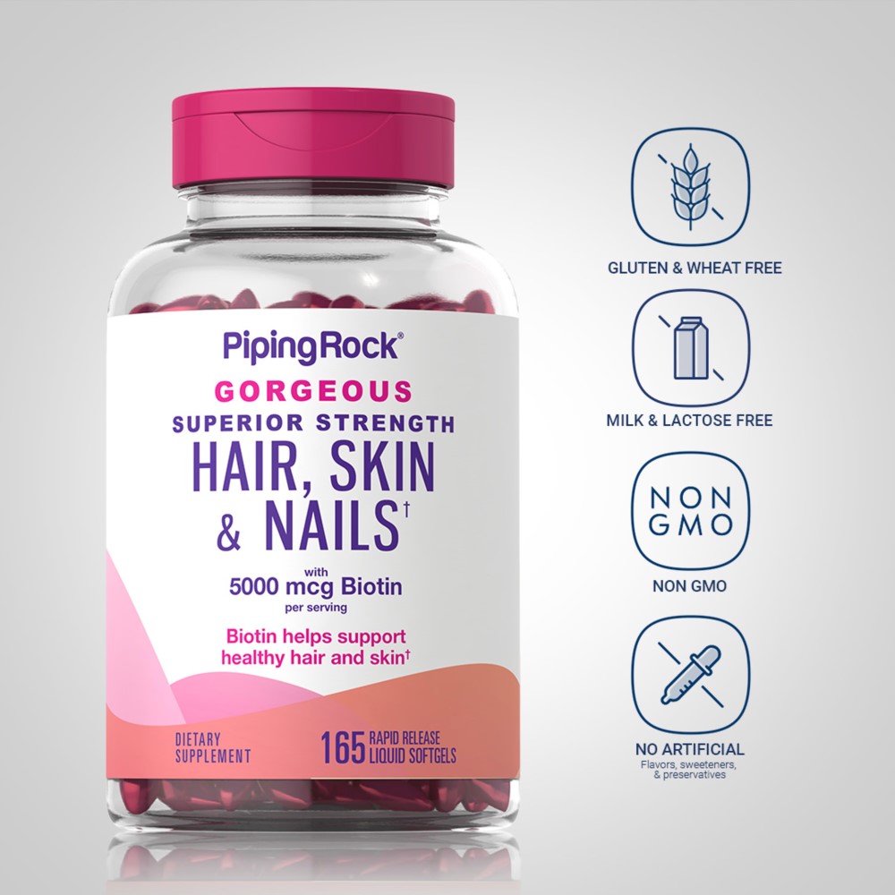 Piping Rock Superior Strength Hair, Skin & Nails - 165 Rapid Release Liquid Softgels