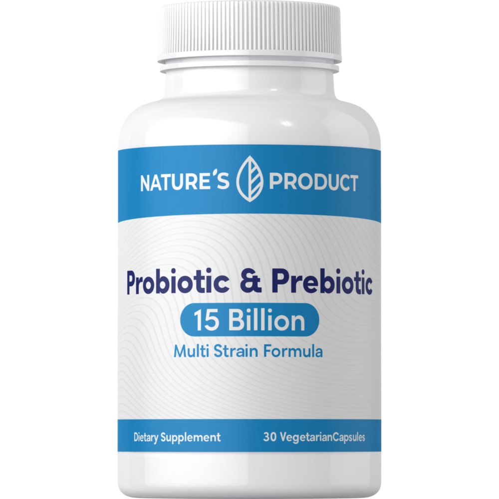 Piping Rock Nature's Product Probiotic & Prebiotic 15 Billion Multi Strain Formula - 30 Vegetarian Capsules