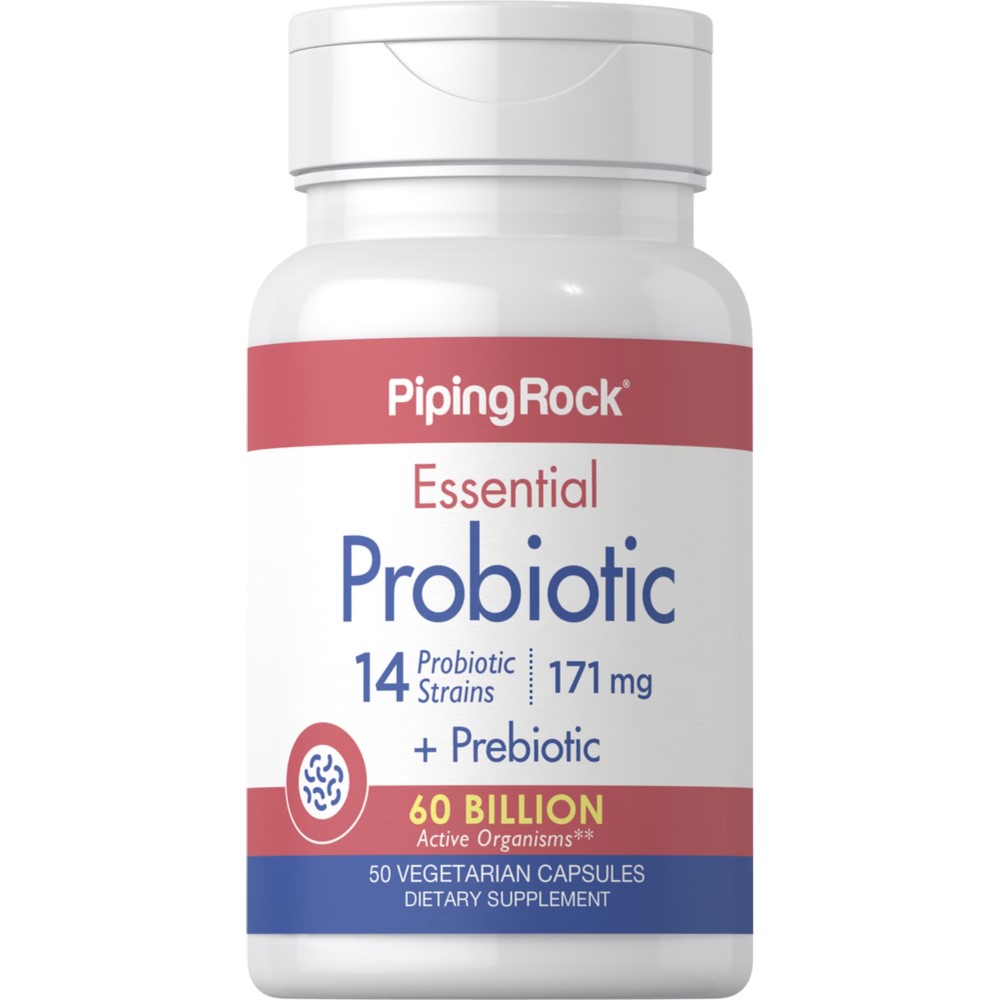 Piping Rock Essential Probiotic 14 Strains 60 Billion Organisms + Prebiotic - 50 Vegetarian Capsules